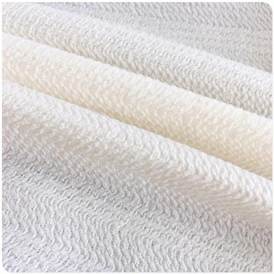 China 2022 New Warp Knitted Stripe Small Bubble Crepe Spandex Jacquard Wavy Texture Viable For Female Home White Dress for sale