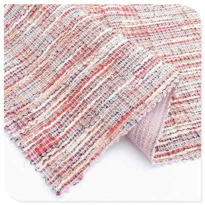 China Double faced new jacquard fabric double side yarn dyed loop breathable tweed plaid woolen fabrics for making dress for sale