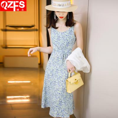 China Lenshin Strap Mid-Calf Summer Wear Viable Floral Sleeveless Halter Style Casual Dress For Women for sale