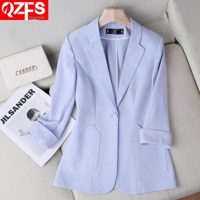 China 2022 Blazer Women's Professional Women's Suit Waterproof Three Quarter Sleeve Sheath Suit Jacket Sexy Women for sale