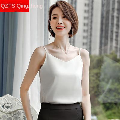 China QUICK DRY Tank Crop Tops Ladies Women Sexy Silk Top Camisole Blouse Soft Satin Shirt | OEM Fashion Spring Custom Satin Camisole Silk Shirt for sale