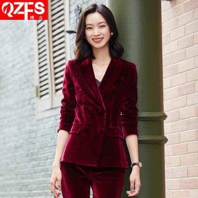 China Lady 2022 High Quality New Arrival Fashion Women Velvet Suit Anti-static Office Party Plus Size Velvet Suit Women Office Suit for sale