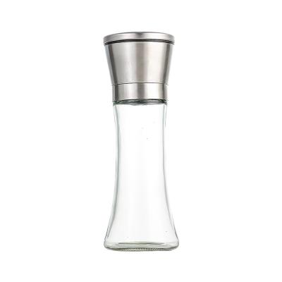 China Viable Manual Salt and Pepper Grinder Glass Spice Grinder Salt Mill with Adjustable Coarseness for sale