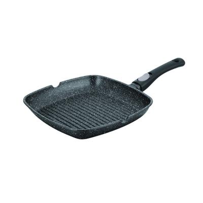 China Sustainable Sale Kitchen Cooking Steak Aluminum Frying Pan And Grill Pan With Detachable Handle for sale