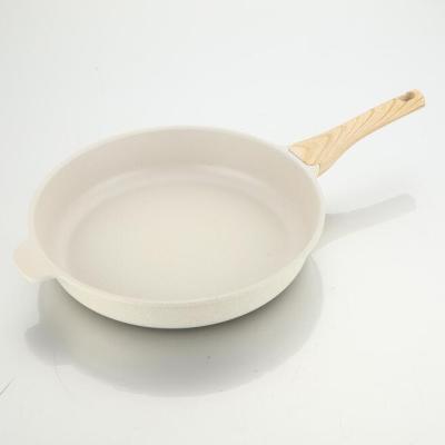 China Fry Pan Frying Pan Non Stick Cream 32cm Sustainable Aluminum Stone-Coated Frying Pan for sale