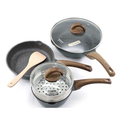 China Sustainable Aluminum Non-Stick Cooking Pots And Pans Of Cast Aluminum Cookware Sets for sale