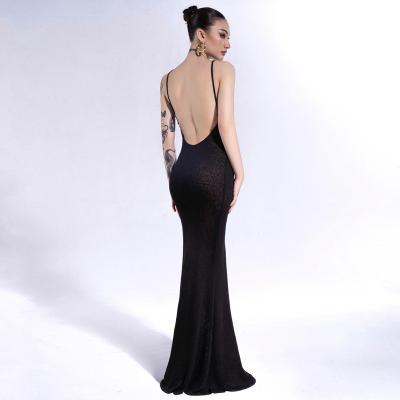 China Anti-Static Hot Selling Women's Sexy Backless Light Gauze Temperament Retro Dress for sale