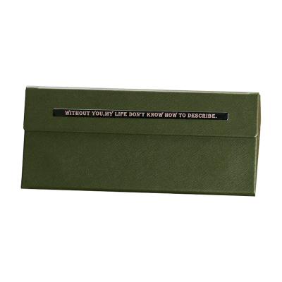 China Youth Fashion E88 Vintage Glasses Case Dark Green Portable Folding Glass Case Storage Box Customized Logo For Men And Women for sale