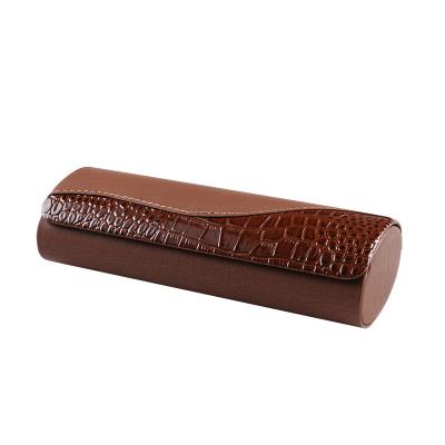 China Youth fashion E88 myopia glass case PU snake pattern optical glass storage box high grade handmade leather portable sunglasses case for sale