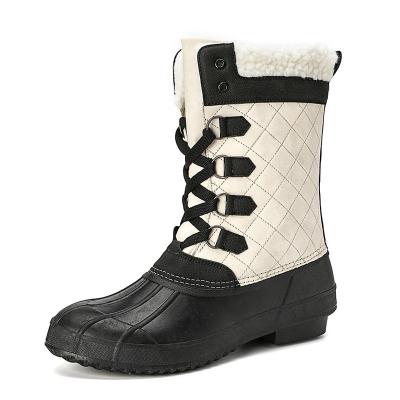 China Outdoor Sports Brown Ankle Boots Gray Round Toe Flat Heel Warm Women Winter Round Boots for sale