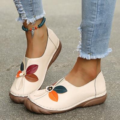 China Wholesale Retro Fashion Trend Summer Large Size Flowers Round Toe Low Cut Lazy Women Casual Shoes for sale