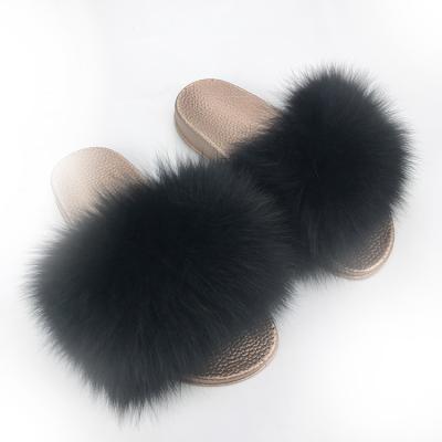 China CUSHIONING Real Wholesale Hot Selling Mink Leather Fur Slipper Sandals For Women And Kids Slides Shoes for sale