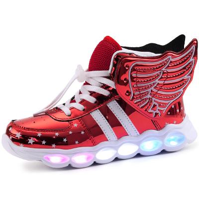 China Micro-fiber Mesh Gold Red Shoes For Boys Rubber Girls Shape Light Up Kids Casual Usb Charging New Outdoor Simulation Unique Glowing Kids Sneaker for sale