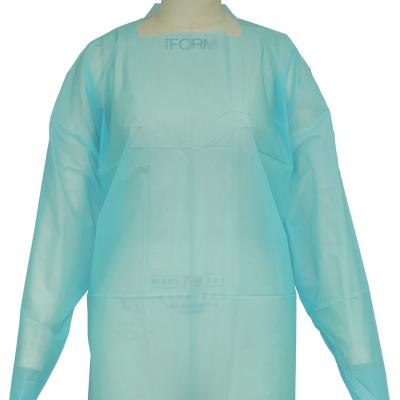 China High Quality Disposable Blue Isolation Gown Thumb CPE Disposable Gown Manufacturer for sale