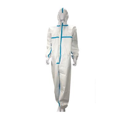 China Visitors Manufacturer Coverall Medical Non-Sterile Coverall Full Seams Taped Waterproof AAMI 3 CE EN14126 for sale