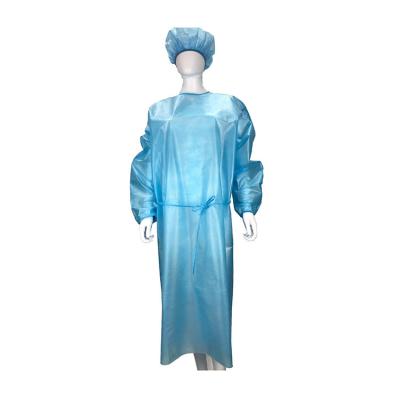 China LEVEL 2 PP PE Isolation Ultrasonic Gown AAMI 2 medical gown seams made by ultrasonic machine non-sterile disposable medical isolation gown for sale