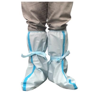 China Not sterile; taped seams; PPE PE Waterproof Medical Disposable Waterproof Boots Covers Shoes ASTM F1671M LEVEL 4 for sale