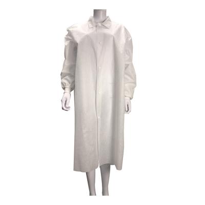 China Disposable Medical Non Sterile Waterproof Bacterial Proof SMS Non Woven SMS Lab Coat GB18401-2010 Class B Bacterial Proof Visitor Shirt Collar for sale