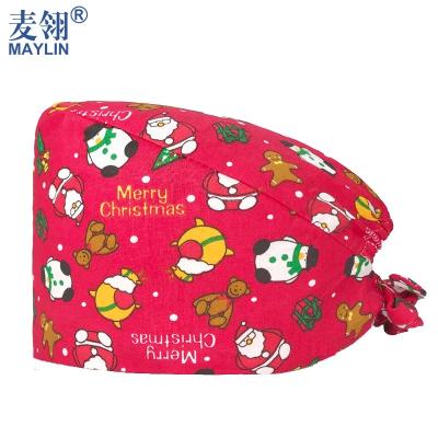 China Waterproof Adjustable Female Cotton Doctor Cap Nurse Towel Sweat Belt Button Series Christmas Work Dustproof Hat for sale