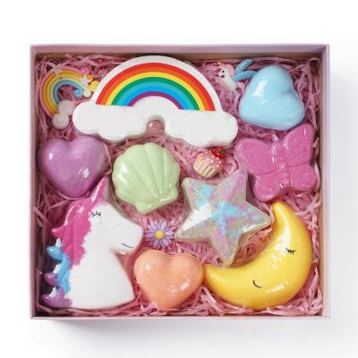 China Wholesale Luxury Eco-Friendly Eco-Friendly Luxury Vegan Flower Smell Fun Unicorn Rainbow Clouds Kids Fizzy Bath Bomb Organic Bath Bomb Gift Set for sale