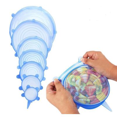 China 6 Packs Sustainable Variety Size Reusable Expanding Silicone Stretch Lid Seal Lids Roll Covers To Keep Food Fresh Stretch Lid for sale