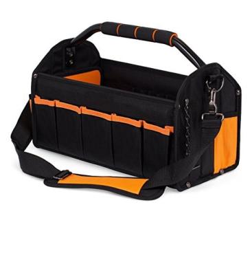 China FREE SAMPLE Heavy Duty 17 Inch Open Top Pocket Tote Tool Box 16 Inch Rigid Pocket Frame Tool Bag Electricians Tool Service Bin for sale