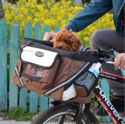 China Viable Hot Sale Travel Seat Belt Front Bicycle Carrier Pet Dog Bike Basket Bag for sale