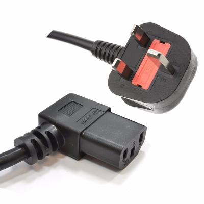 China IEC C13 90 Degree Home Appliance ASTA British UK Mains Lead Left Angle Power Cord for sale