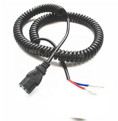 China Industrial Tea Harvester Spiral Electrical Cable With C13 Connector TPU Stretch Cord for sale