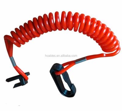 China TPU Coiled Kevlar 7key Emergency Stop Outdoor Motor Lanyard Kill Switch Cord HC-Kill-1.5-PU-1 for sale