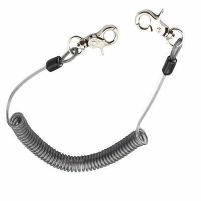 China Outdoor Safety Locking Rope TPU Coiled Fishing Lanyard Safety Rope Wire Stainless Steel Spiral Rope for sale