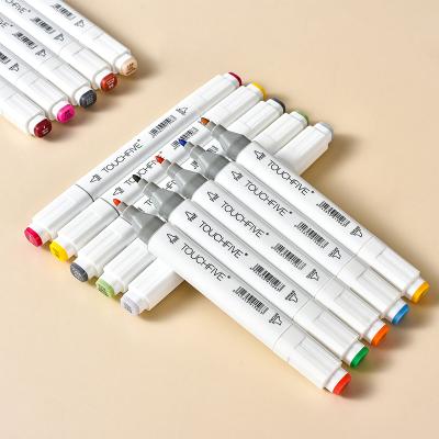 China Bright Colors 24-168 Colors Manga Chisel Brush Point Dual Tips Art Twin Markers Pen Double Ended Alcohol Art Sketch Drawing Marker Pen for sale