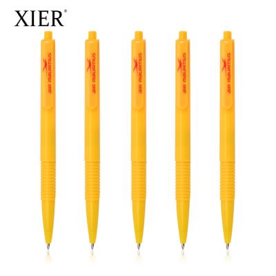 China Plastic Ballpoint Pen Bulk Gift Promotion Custom Logo Bright Yellow Click Ballpoint Tip Ballpoint Pen Wholesale Oil-like Ink Ballpoint Pen for sale