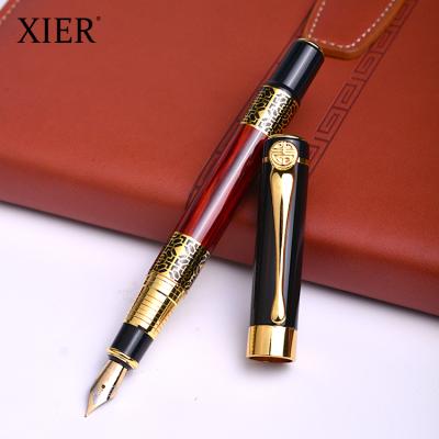 China Luxury Genuine Mental Fountain Pen Fashion Writing Fountain Pen For Office Business Pen Creative Custom Logo Gift for sale