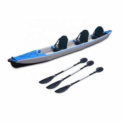 China Drop Stitch Surfking Kayak Three Person Fishing Boats With Standard Accessories Drop Stitch Boat Inflatable Kayak for sale