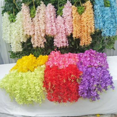 China Wedding Decoration Wholesale Wedding Flower Ceiling Hanging Wisteria Artificial Silk Decorative Flower for sale