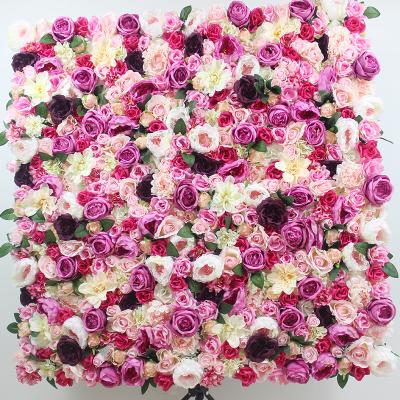 China Rose Flower Wall Backdrop Artificial Flower Panel For Wedding 40*60cm for sale