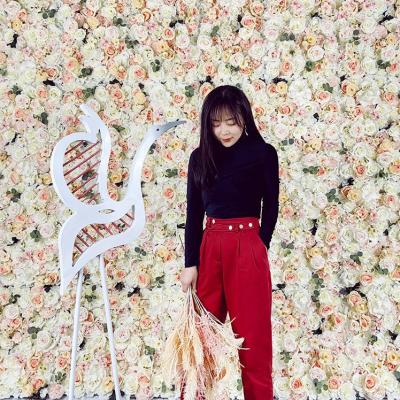 China Fabric+plastic wedding artificial flower wall decorative background for sale