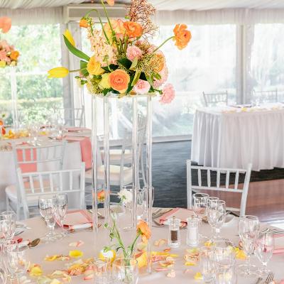 China Wedding Decoration Event Decor Tall Clear Acrylic Crystal Flower Stand Table Centerpiece For Wedding Decoration for sale