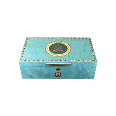 China High Quality Handmade Luxury Cigar Cases Mahogany Cigar Cases Italy Design Humidor Wood Maintain Humidity Classic Blue L for sale