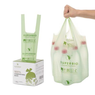 China 100% Biodegradable and Compostable 2.6 Gallons ASTM D6400 and EN13432 100% Biodegradable Compostable Waste Bag with Handle for sale