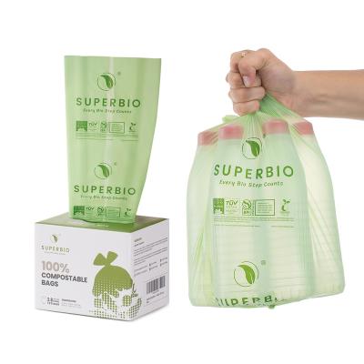 China 2.6 Gallon BIODEGRADABLE Trash Can Bags Compostable Waste Bags ASTM D6400 BPI Biodegradable Food Kitchen Waste Bags 100 Count for sale