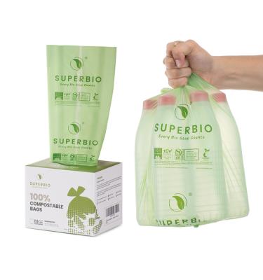 China 100% compostable & Amazon Hot Sale ASTM D6400 100% Biodegrdable Amazon Compostable Waste Bags 2.6 Gallon Food Scrap Small Kitchen Waste Bags for sale