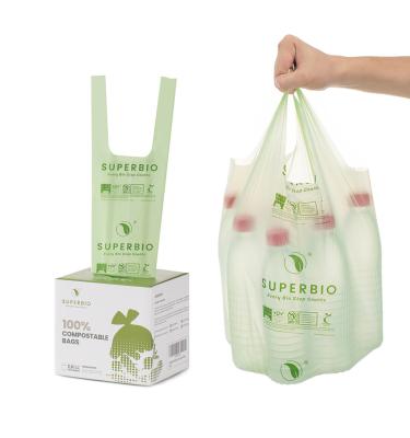 China BIODEGRADABLE Eco Friendly 100% Biodegradable Bathroom Bags Handle To Tie 2.6 Gallon 100 Pcs Compostable Waste Bags Per Box for sale