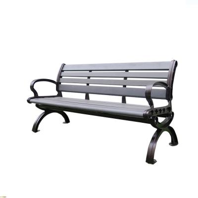 China Modern Rustic Outdoor Wooden Roadside Garden WPC Patio Bench Furniture With Cast Aluminum Feet for sale