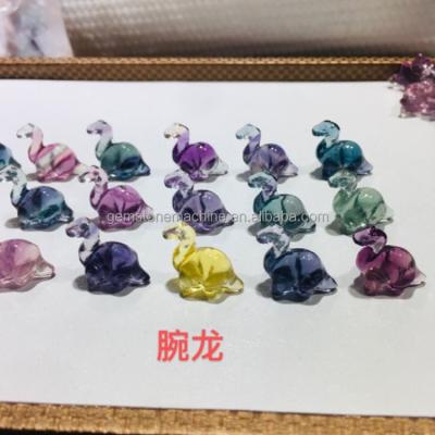 China China 2cm Crystal Mini Brachiosaurus Rainbow Fluorite Natural Animal Wholesale Crystal Carvings for sale