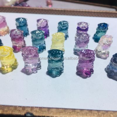 China China Wholesale Natural Cutouts 2cm Crystal Mini Lion Rainbow Fluorite Animal Crystal for sale