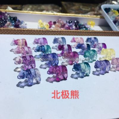 China China 2cm Crystal Mini Polar Bear Rainbow Fluorite Natural Wholesale Animal Crystal Carvings for sale