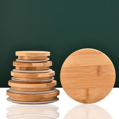 China Non Spill Custom Logo OEM Food Borosilicate Round Storage Canisters Eco Friendly Natural Kitchen With Airtight Bamboo Lid for sale