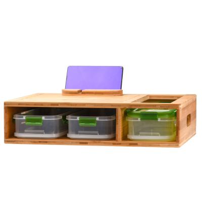 China Viable Hot-selling 3 Trays Drawer Container Trays Locking LID for Large Easy Storage and Carry Bamboo Cutting Board Set for sale